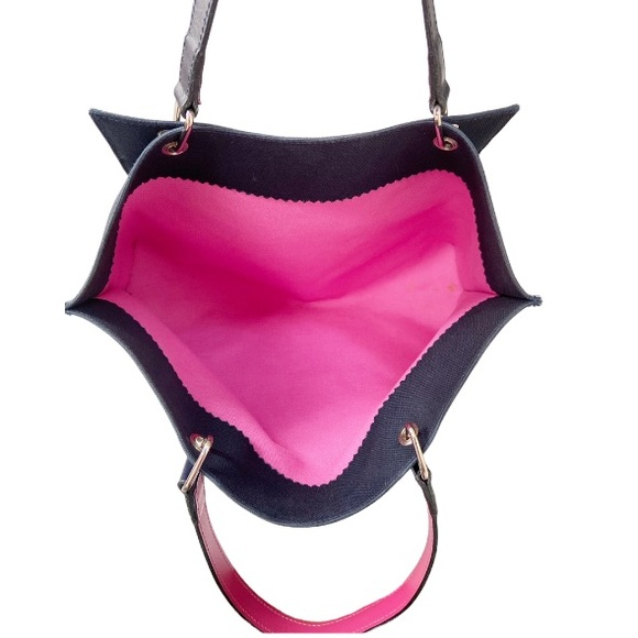 Longchamp Blue Cloth Tote with Sequin Trimmed Attached External Pochette Rare - Picture 5 of 10